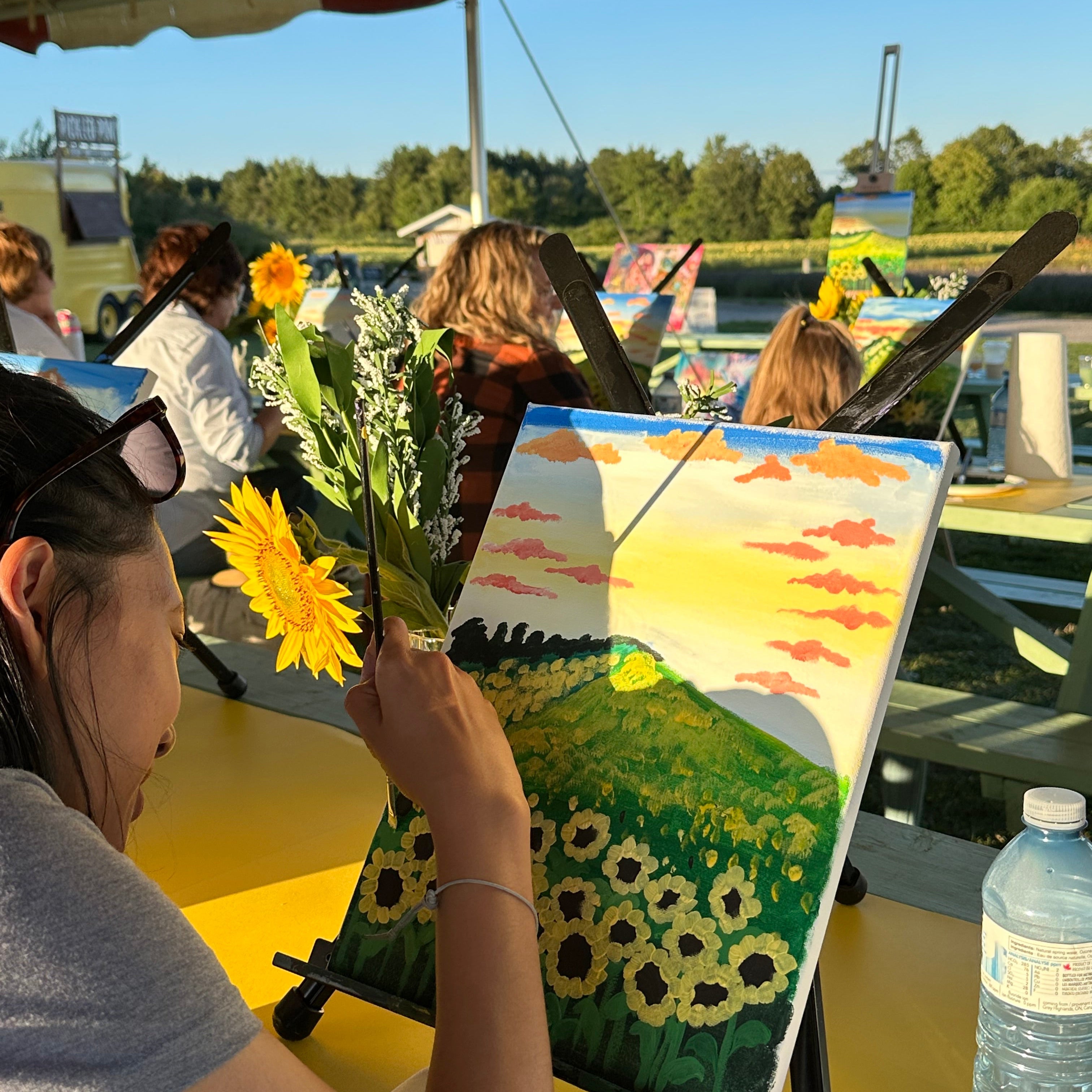 Sunflowers Sunset Paint Party at Pingle’s Farm, 9th August Saturday 5:30 Pm to 8:00 Pm