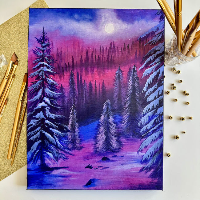 🌲 Winter Glow : A Detailed Acrylic Landscape Workshop